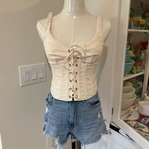 Tiger Mist Cream Corset Top